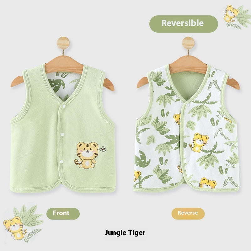Pure Cotton Baby Reversible Vest for Spring, Summer, and Autumn - Newborn Wear