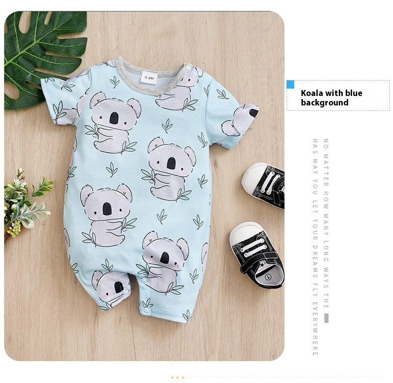 Adorable Summer Koala Print Baby Jumpsuit