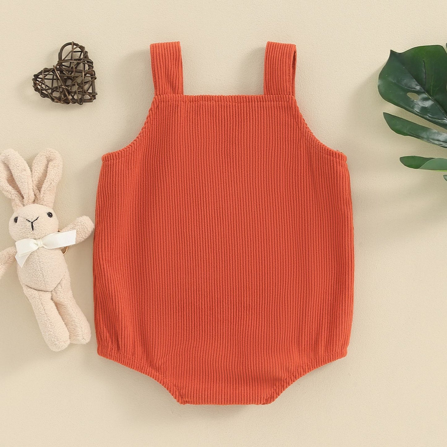 Easter Bunny Embroidered Corduroy Baby Girl Romper | Cute Children's Clothing