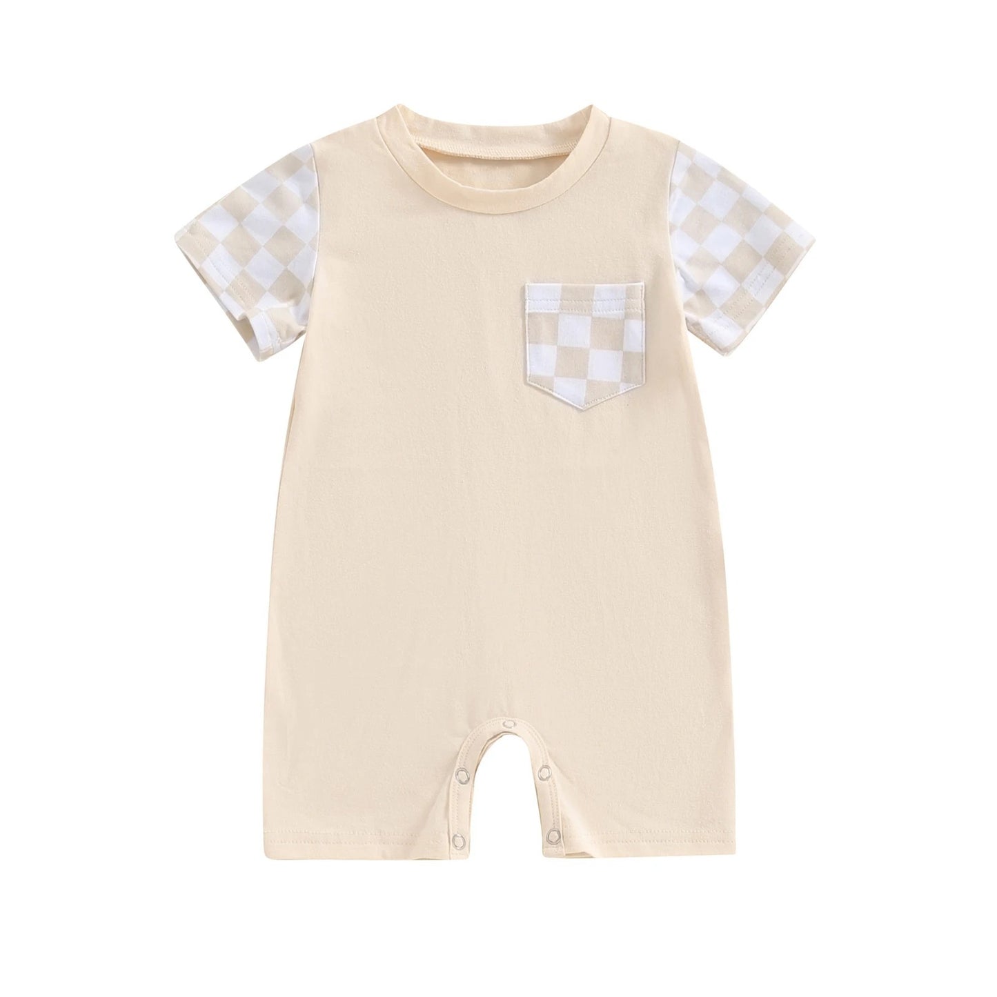 Plaid Printed Short Sleeve Rompers for Boys and Girls: Stylish Comfort