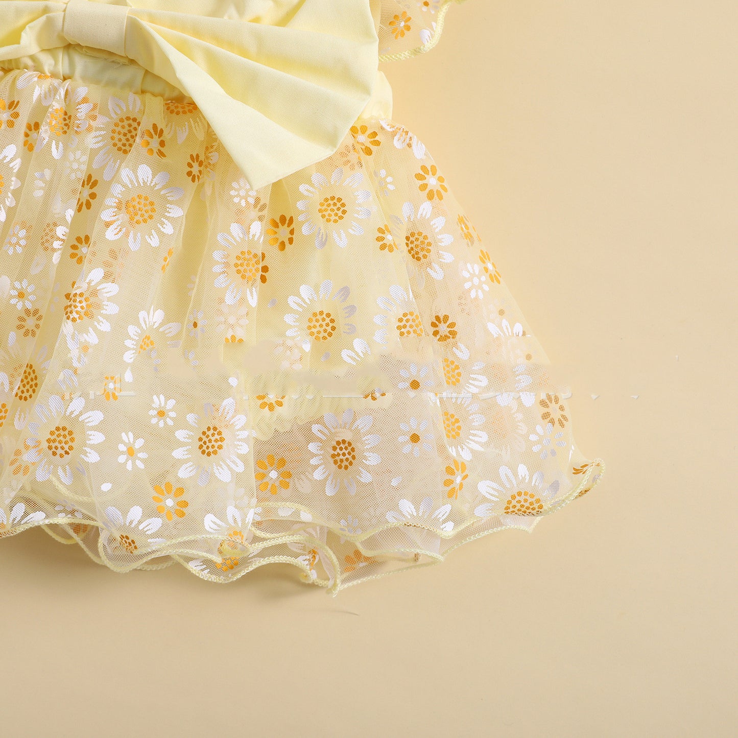 Chic Mesh Flounced Sleeve Floral Dress for Girls - Perfect for Summer