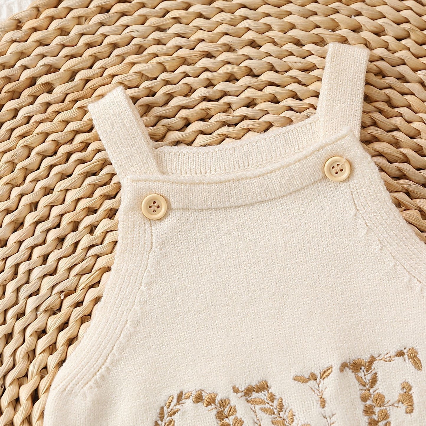 Embroidered Letter Suspender Sleeveless Jumpsuit for Babies