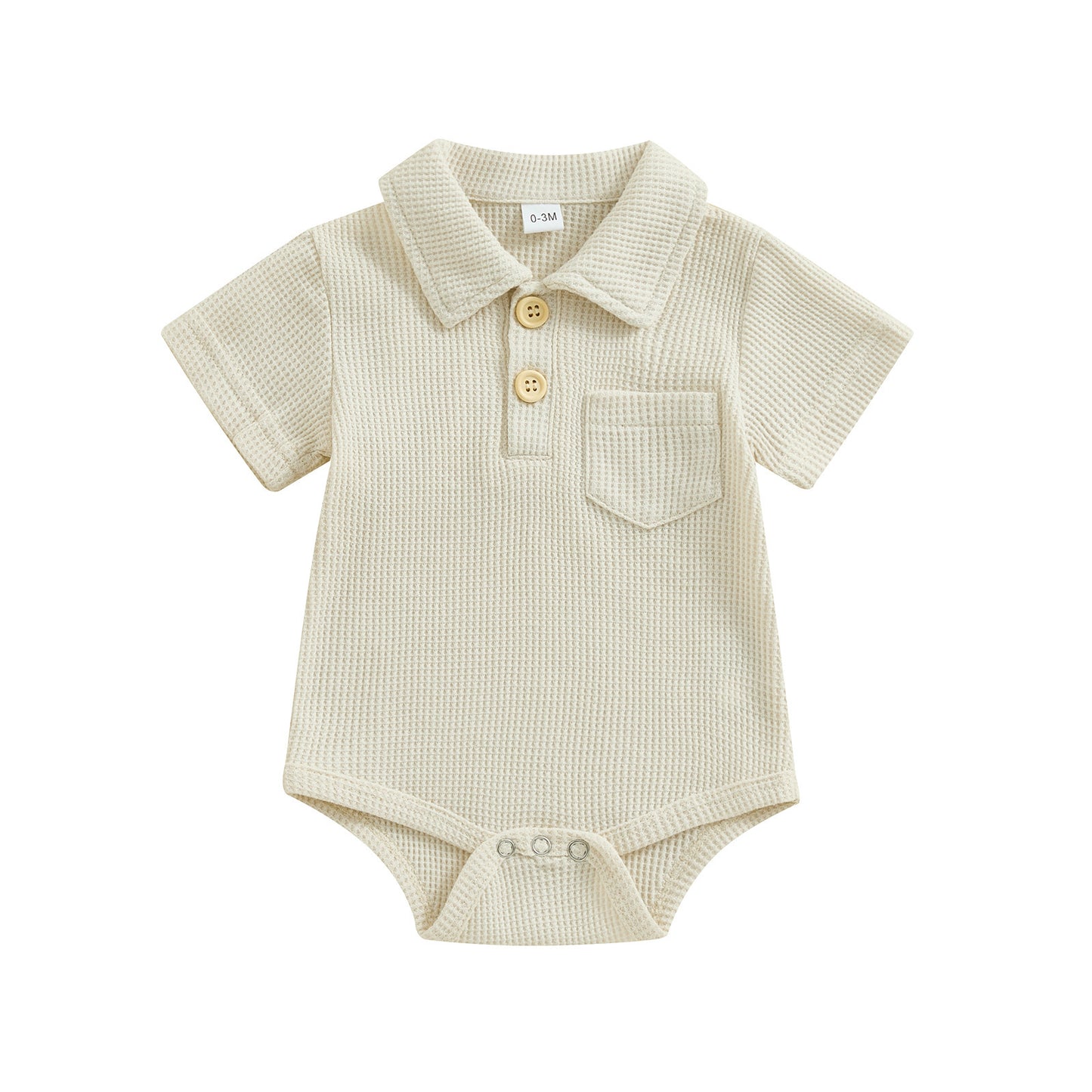 Stylish Baby Collared Waffle Jumpsuit - Fashionable Infant Casual Wear