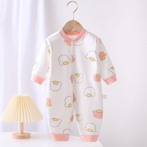Adorable Infant Cartoon Printed Long Sleeve Jumpsuit for Spring and Autumn