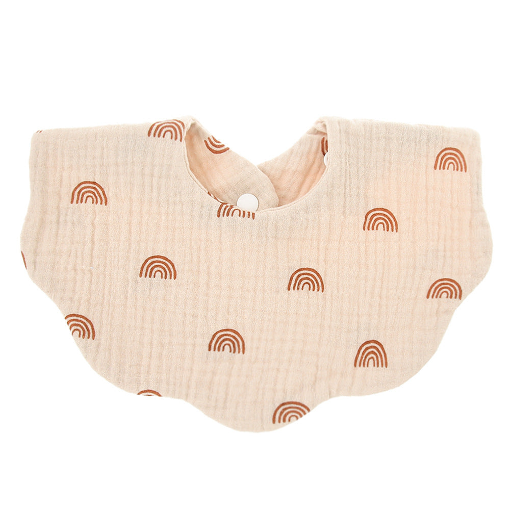Adorable Baby Printed Saliva Towel: Soft Cotton Gauze Wavy Bib for Children