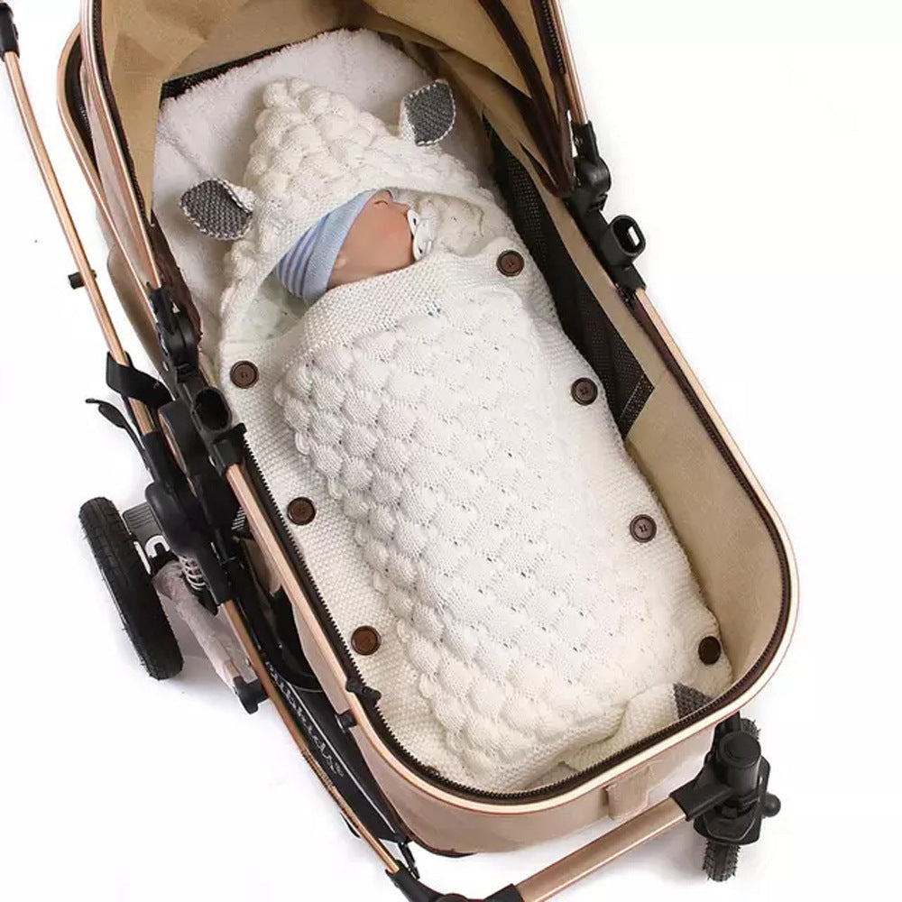 Cozy Knitted Fox Baby Swaddling Blanket: Soft Infant Wrap for Newborns