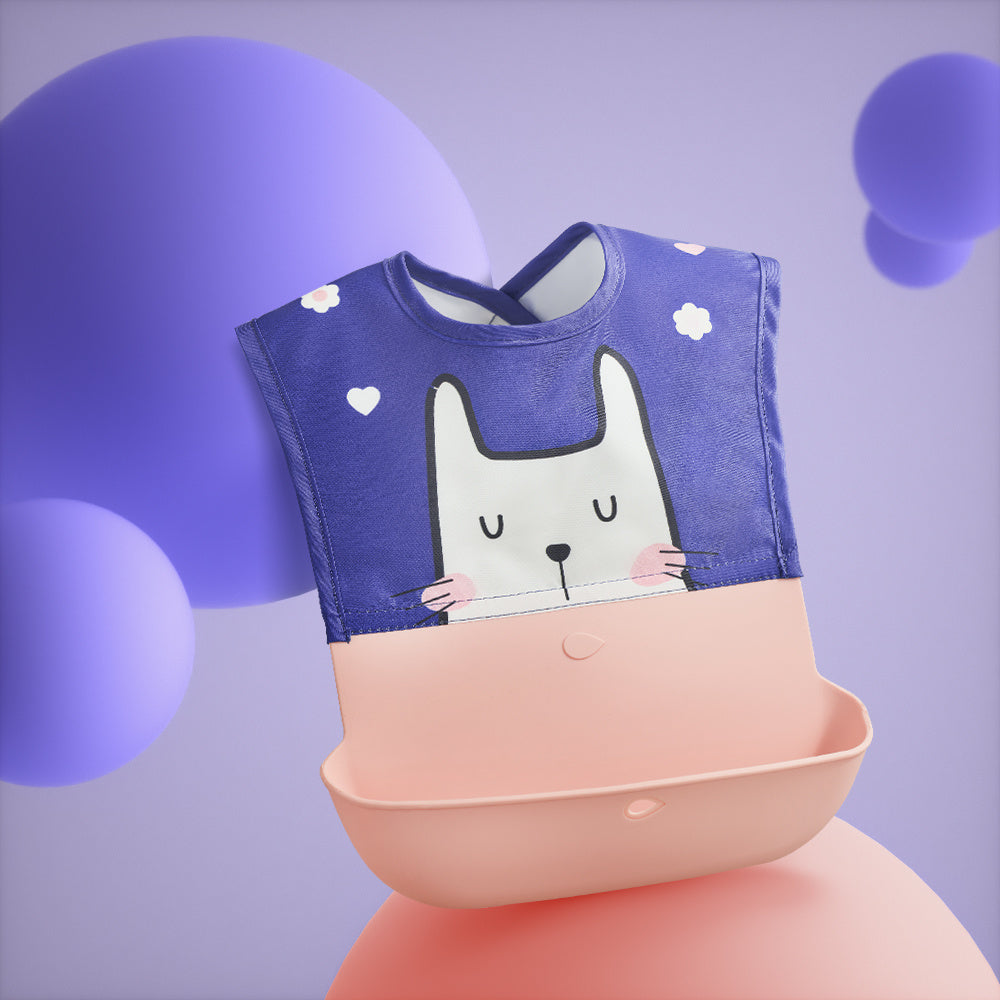 Stay Clean & Dry: Baby Waterproof Bib with Silicone Saliva Pocket & Rice Catcher
