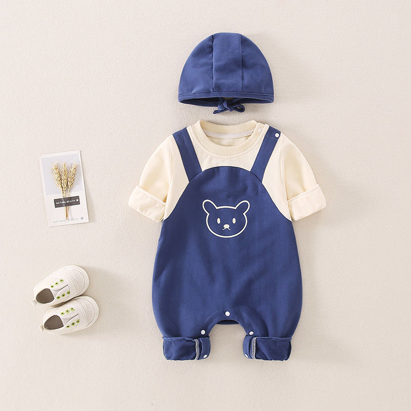 Super Cute Baby Adorable Suspender Design Onesies Romper With Hat