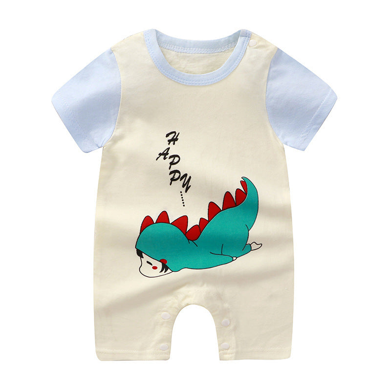 Adorable Cartoon Printed Baby Cotton Pullover Romper - Soft and Comfy