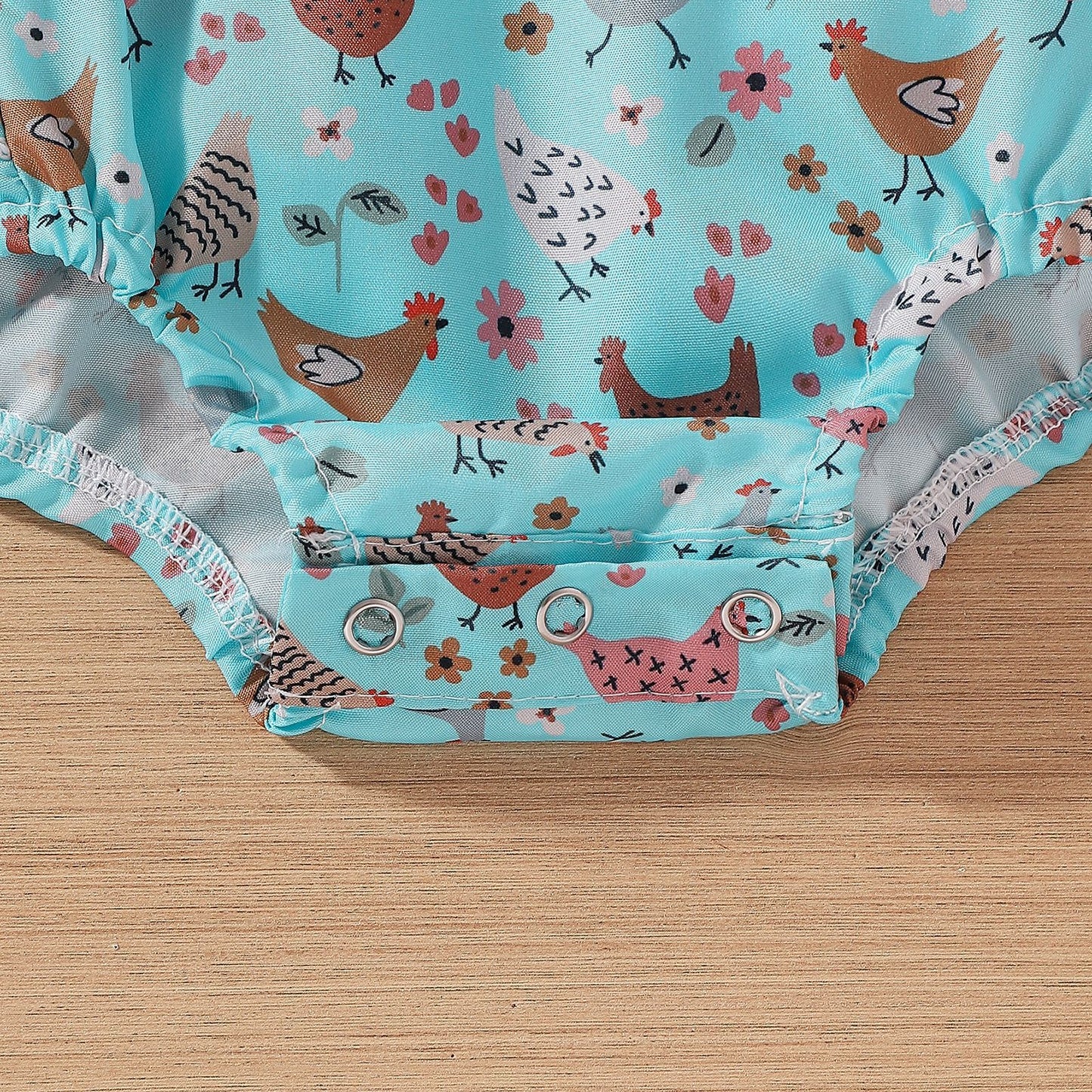 Adorable Baby Cartoon Chicken Flounced Sleeve Dress – Perfect for Toddlers!