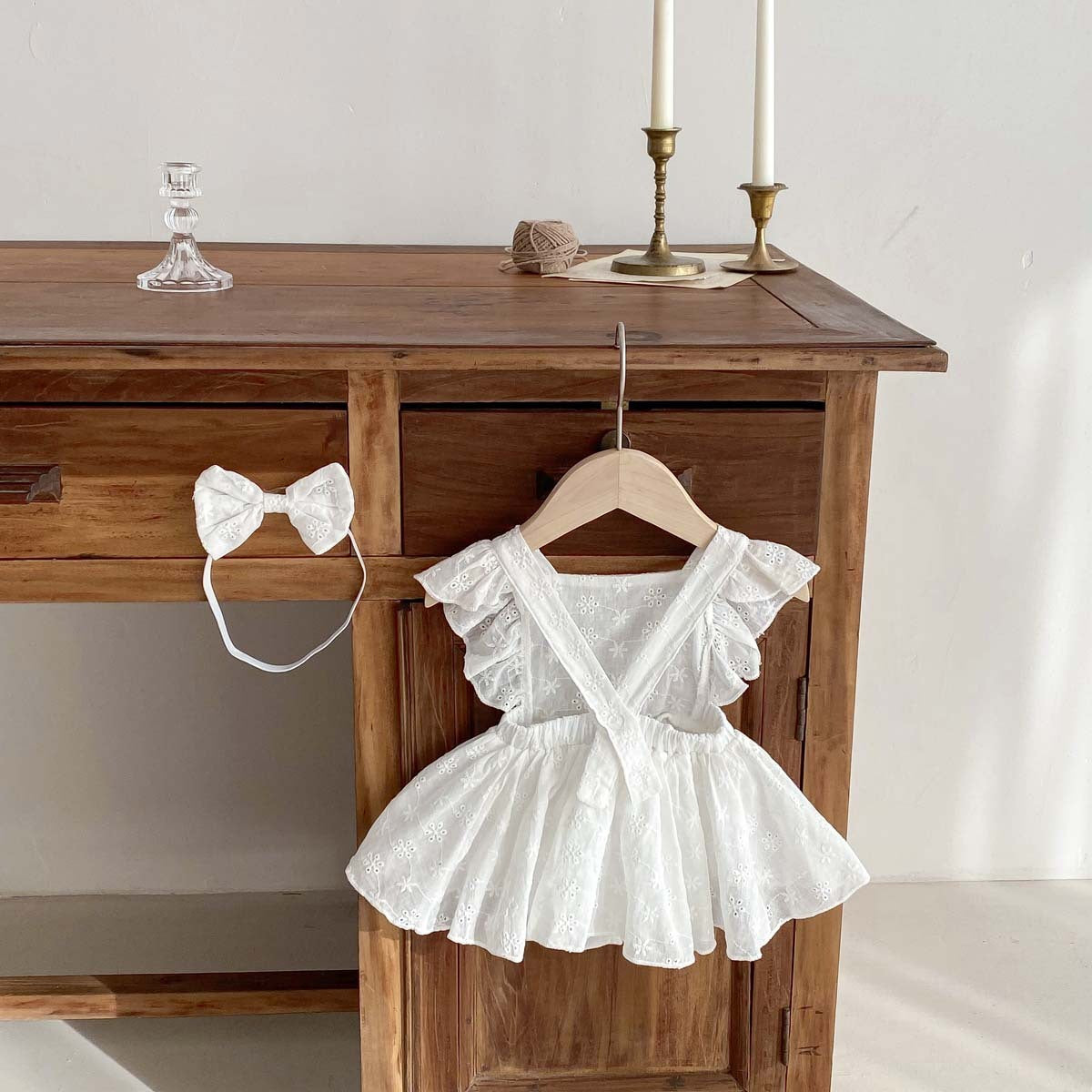 Adorable Baby Girl Ruffled Sleeve Lace Princess Romper Dress