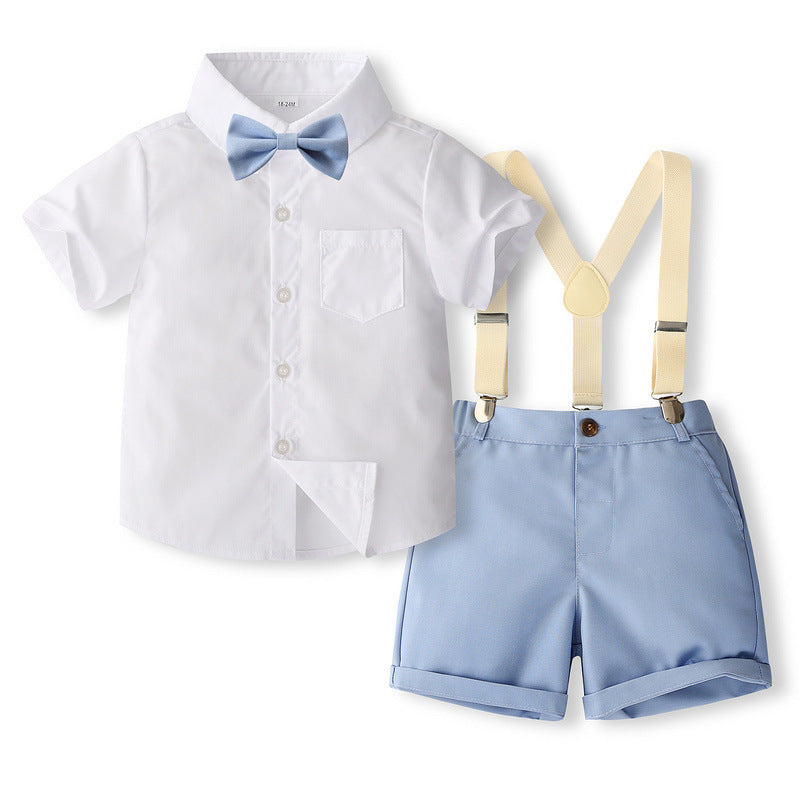 Charmingly Dapper: British Style Short Sleeve Children's Suit for the Young Gentleman!