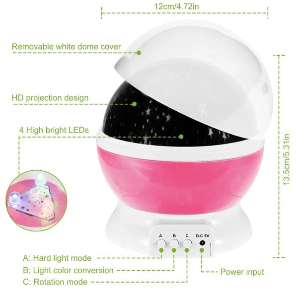 LED Star Sky Projector Night Light – Rotating Starry Lamp for Kids’ Bedroom or Nursery