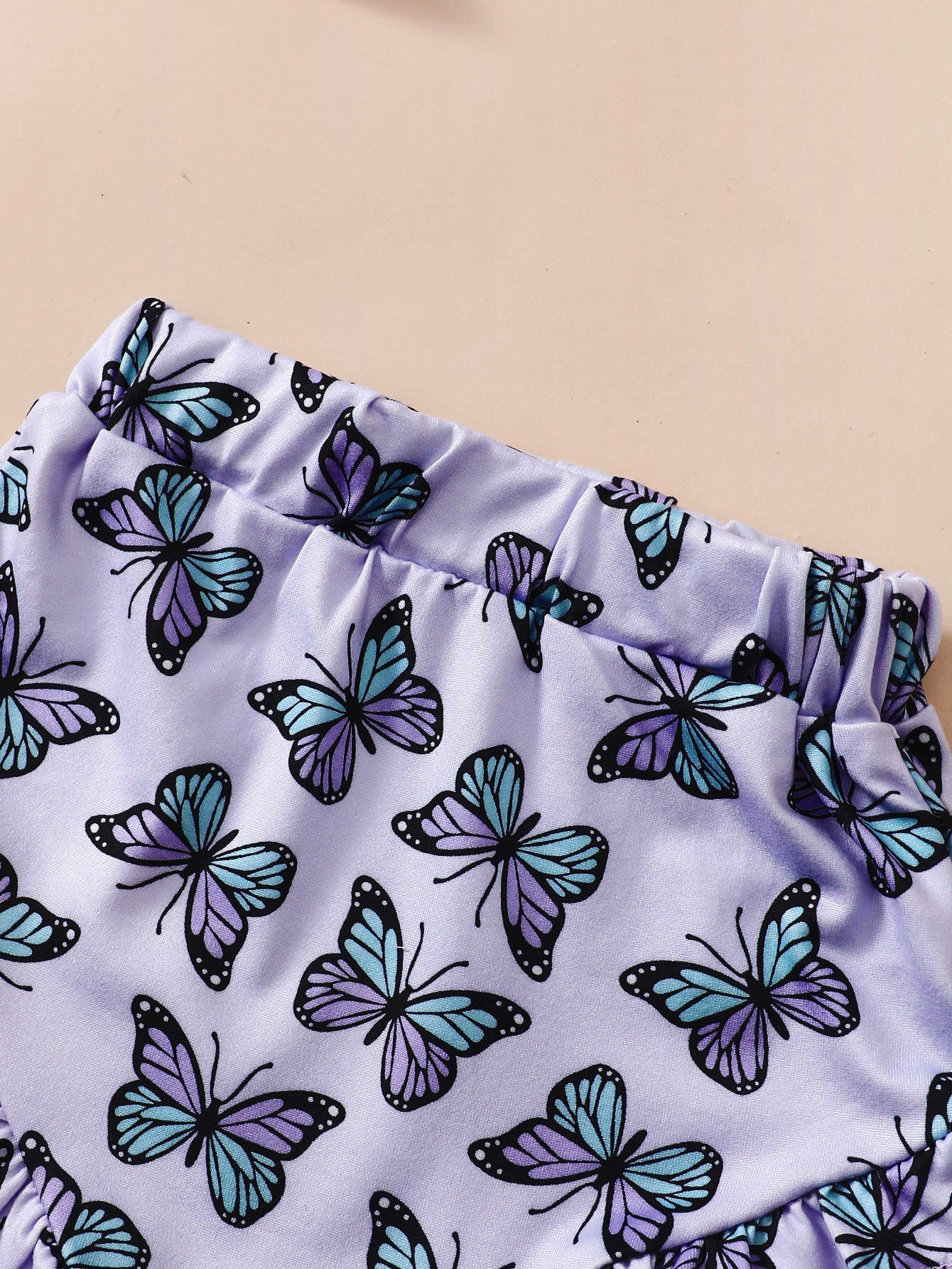 Adorable Baby Girl's Butterfly Printed Rompers Crawling Suit Two-Piece Set"