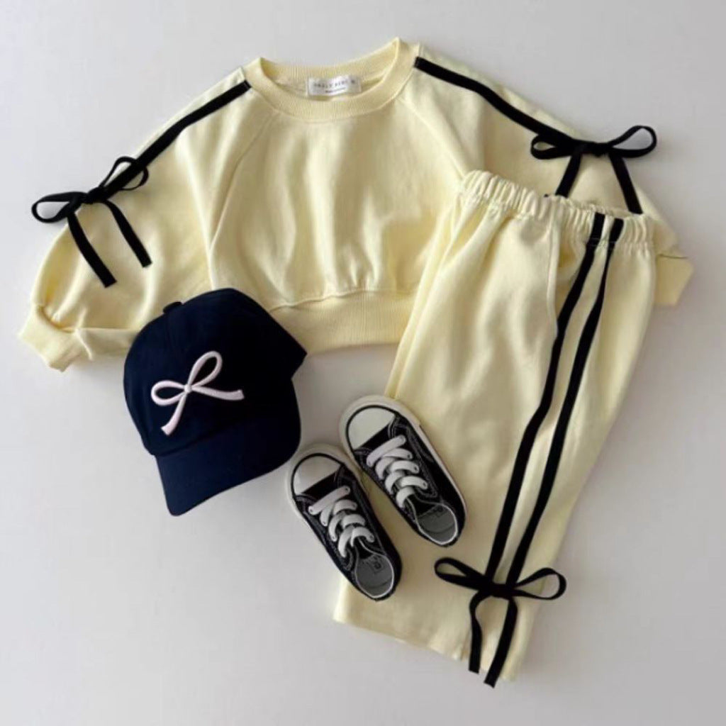 All-Matching Western Style Baby Bowknot Patchwork Sweater Suit