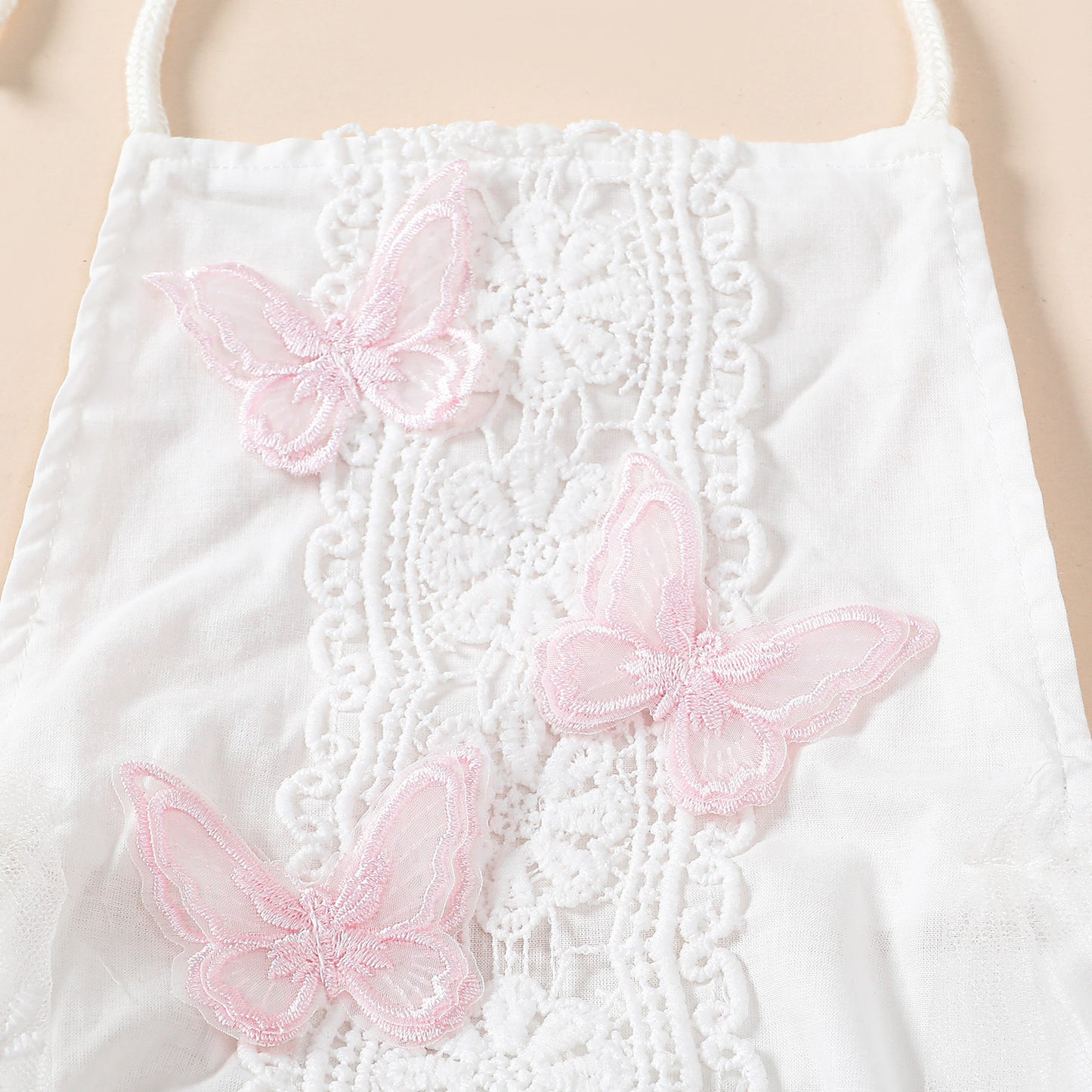 Enchanting Elegance: Girls' Butterfly Lace Spaghetti Strap Princess Dress with Headband