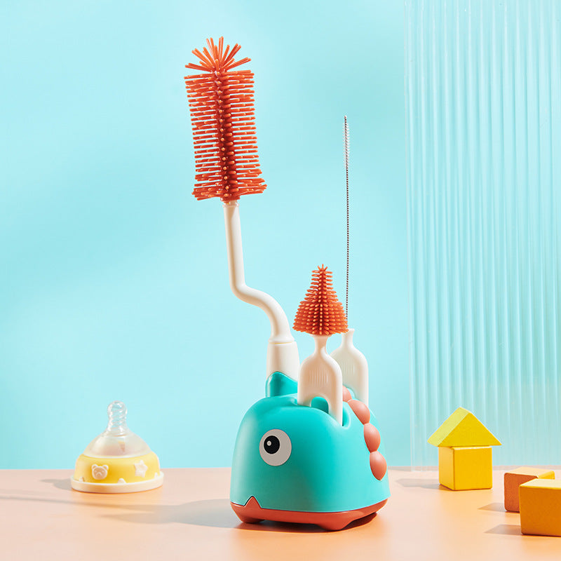 Essential Baby Bottle Brush Set with Convenient Base Nipple Attachment