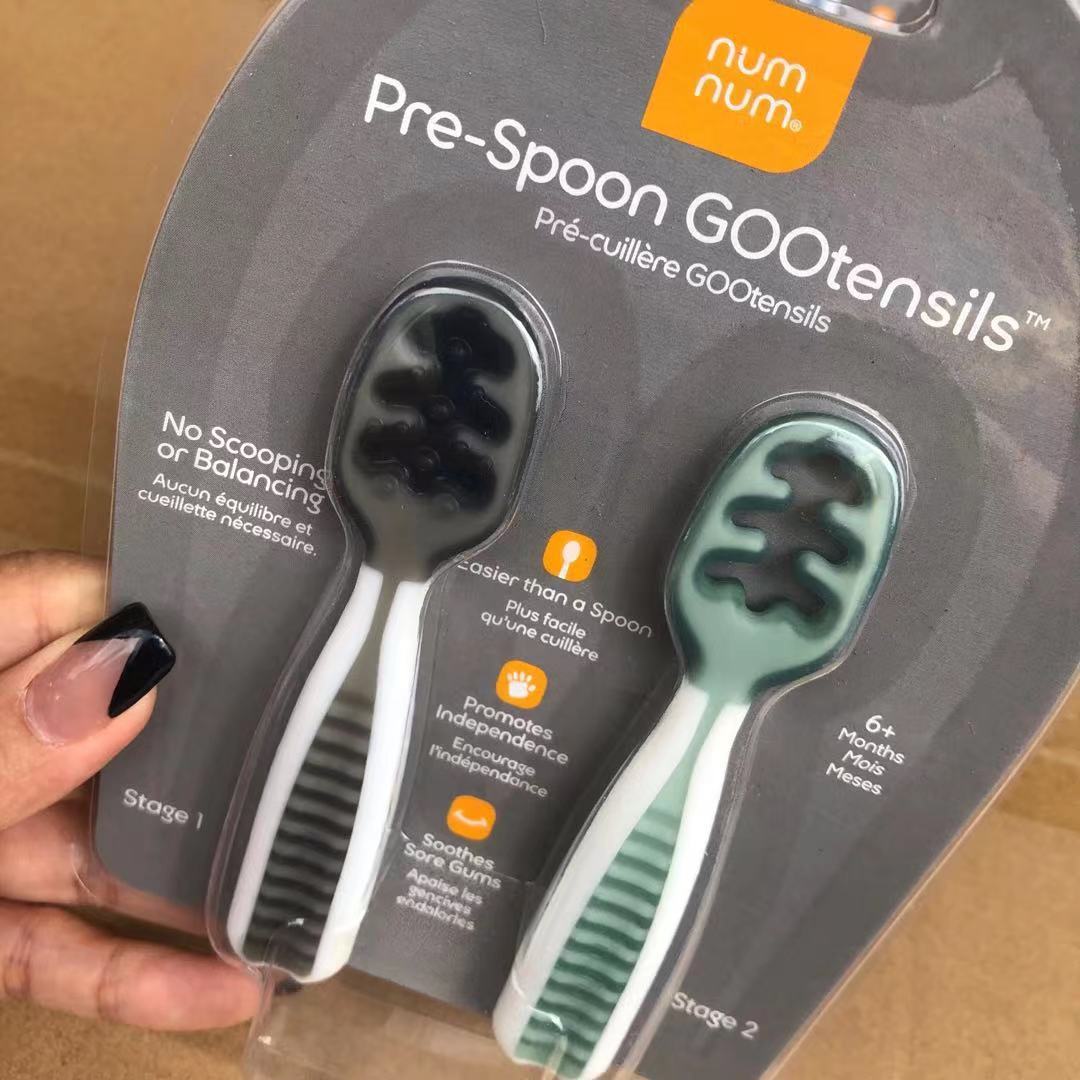 Baby Self-Eating Soft Plastic Tableware: 2-Piece Supplementary Food Spoon Training Set