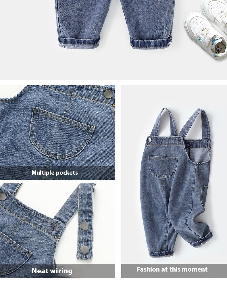 Trendy Baby Boys' Denim Suspenders: Cute Spring Korean Style