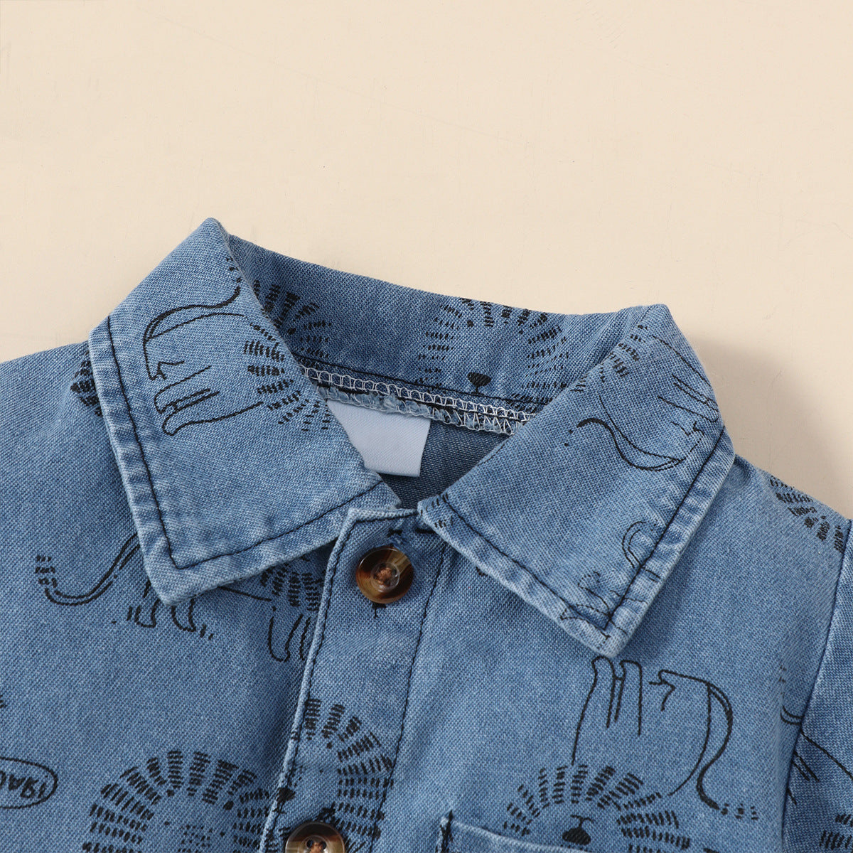 Boy's Lion Printed Denim Jumpsuit - Stylish and Durable