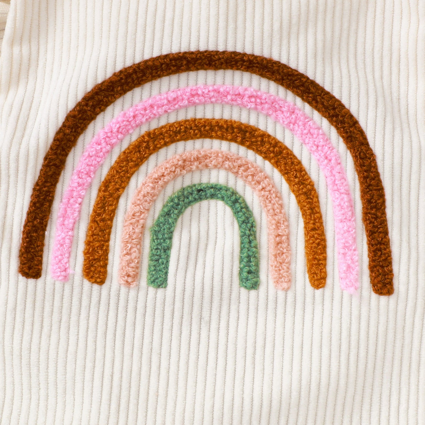 Embroidered Rainbow Neutral Baby Romper with Lace Sling Shoulder Strap And Head Band
