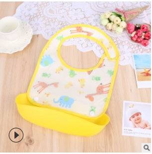 Cartoon Printed Waterproof Saliva Pocket Bib - Anti-Stain Solution for Babies
