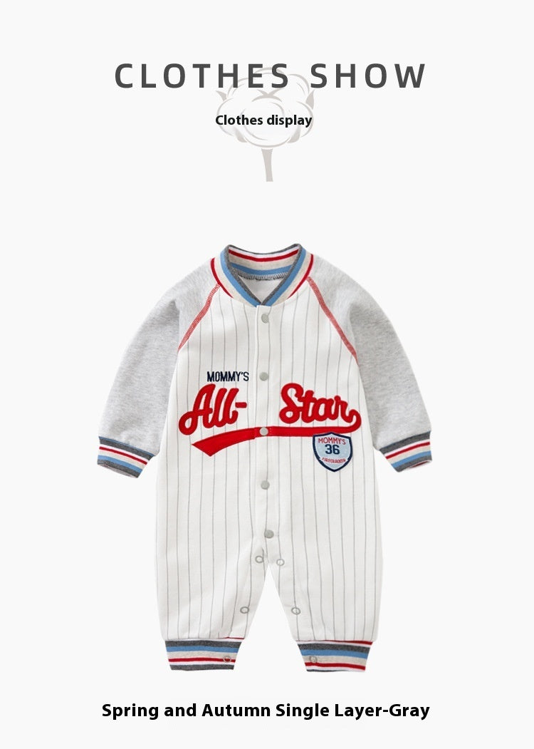 Adorable Baby Jumpsuits: Long Sleeve Baseball Uniform Pure Cotton Rompers