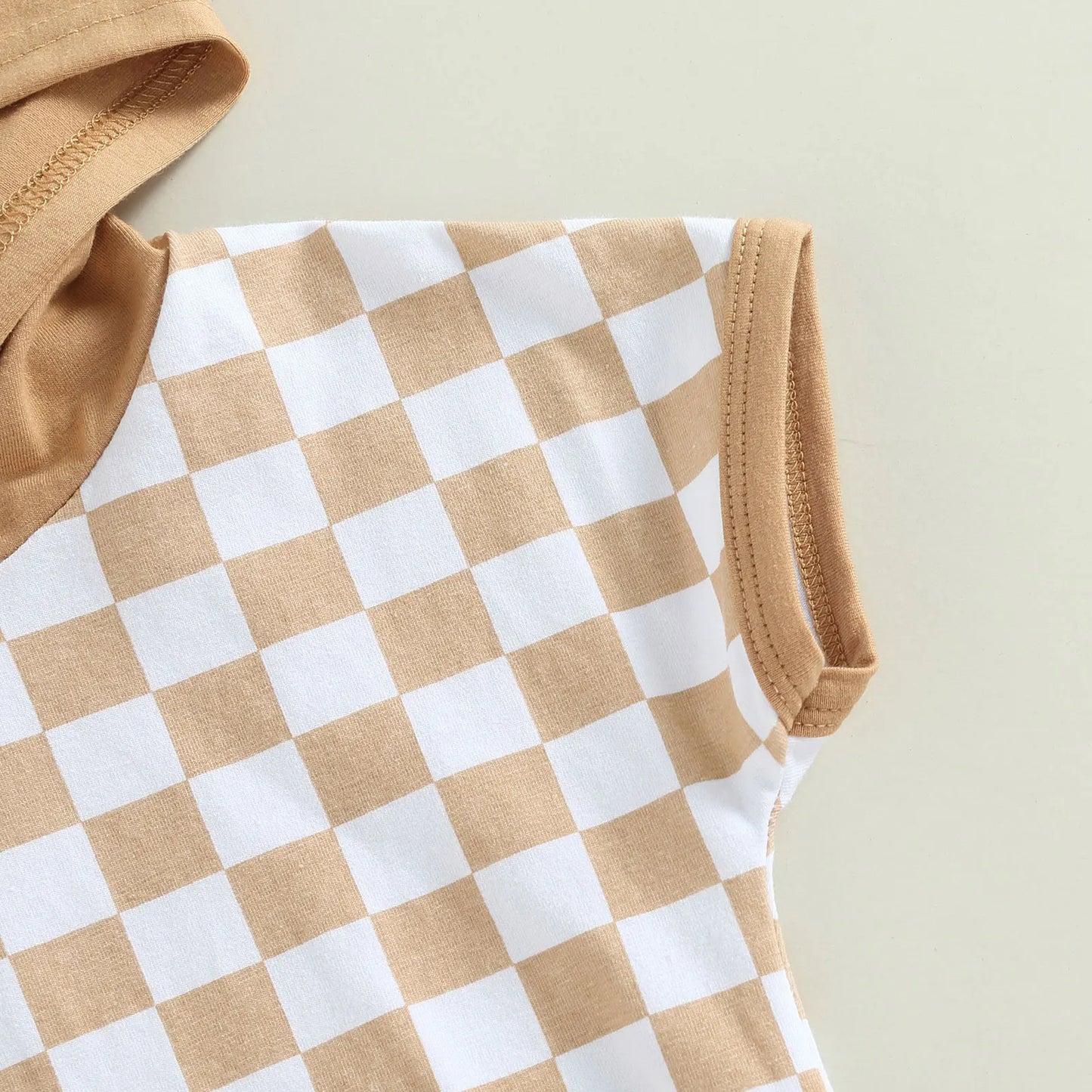 Chessboard Plaid Short Sleeve Hooded Romper: Stylish Comfort for Your Little One