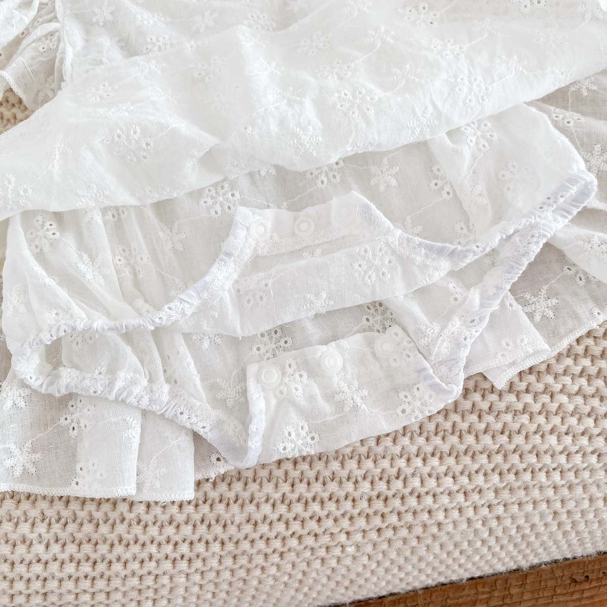 Adorable Baby Girl Ruffled Sleeve Lace Princess Romper Dress