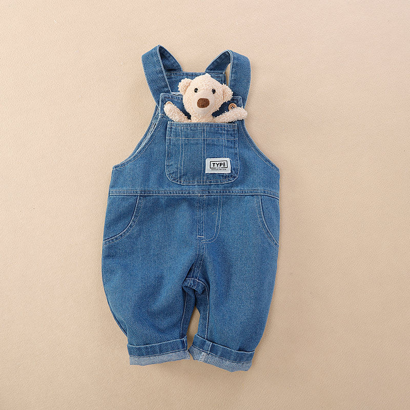 Stylish Baby Leotard Outwear: Fashionable Suspender Outer Wear Jeans for Your Little Trendsetter!