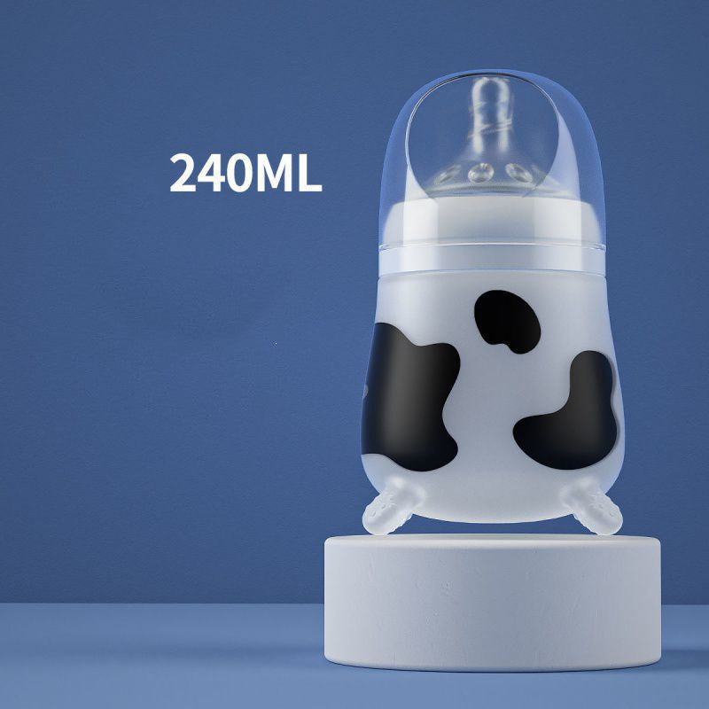 Cow Printed Silicone Baby Bottle - BPA-Free and Leak-Proof Design