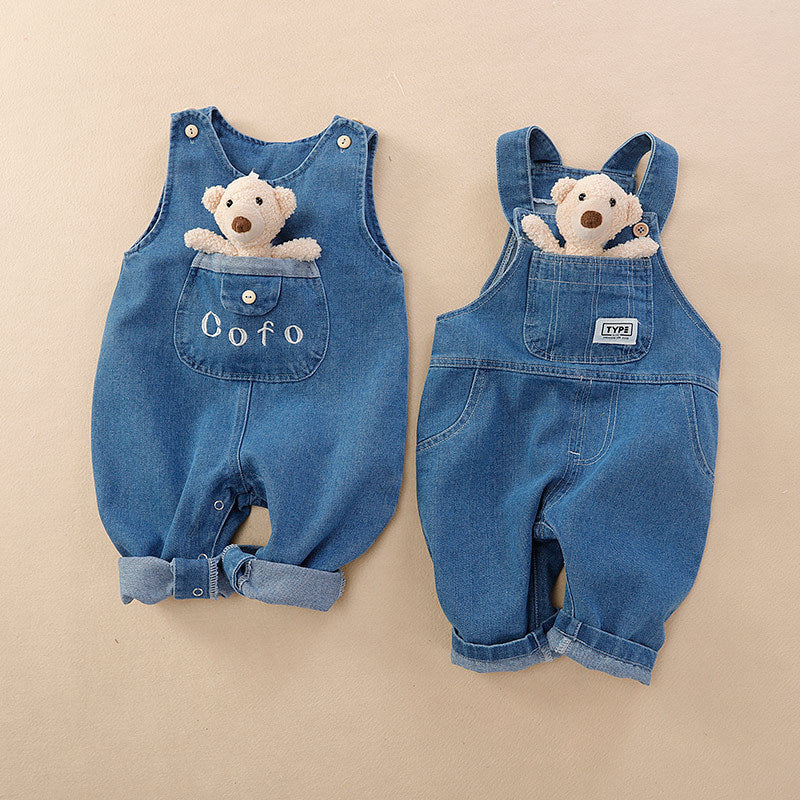 Stylish Baby Leotard Outwear: Fashionable Suspender Outer Wear Jeans for Your Little Trendsetter!
