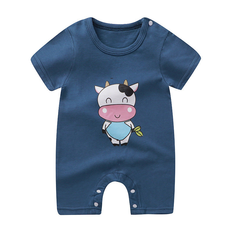 Adorable Cartoon Printed Baby Cotton Pullover Romper - Soft and Comfy