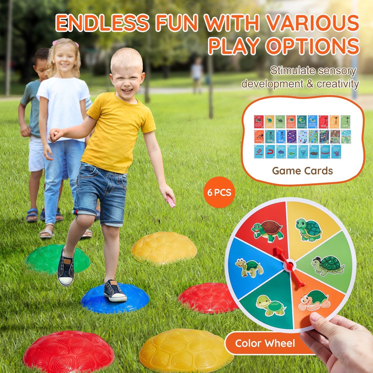 Kids Balance Stepping Stones – 6-Piece Sensory Obstacle Course for Indoor & Outdoor Play
