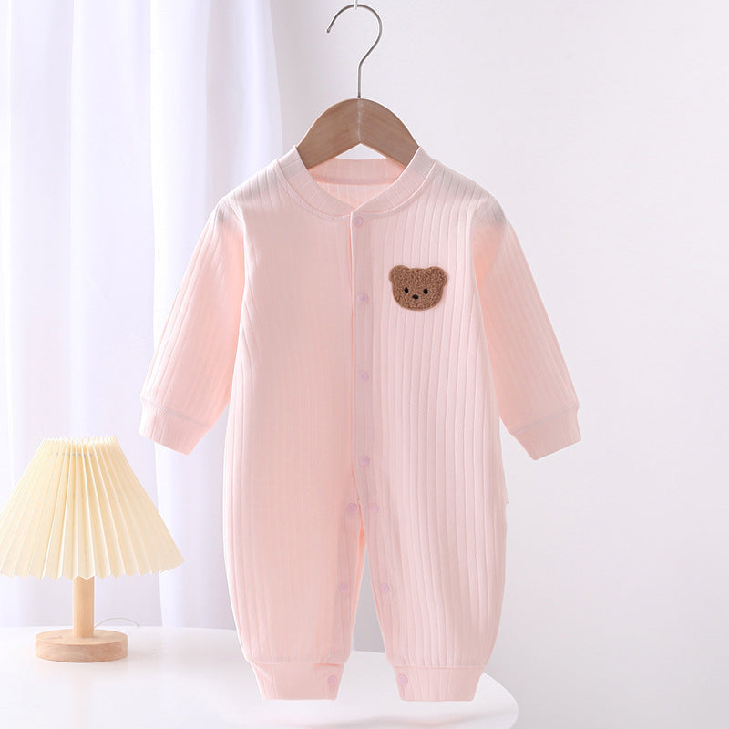 Adorable Infant Cartoon Printed Long Sleeve Jumpsuit for Spring and Autumn