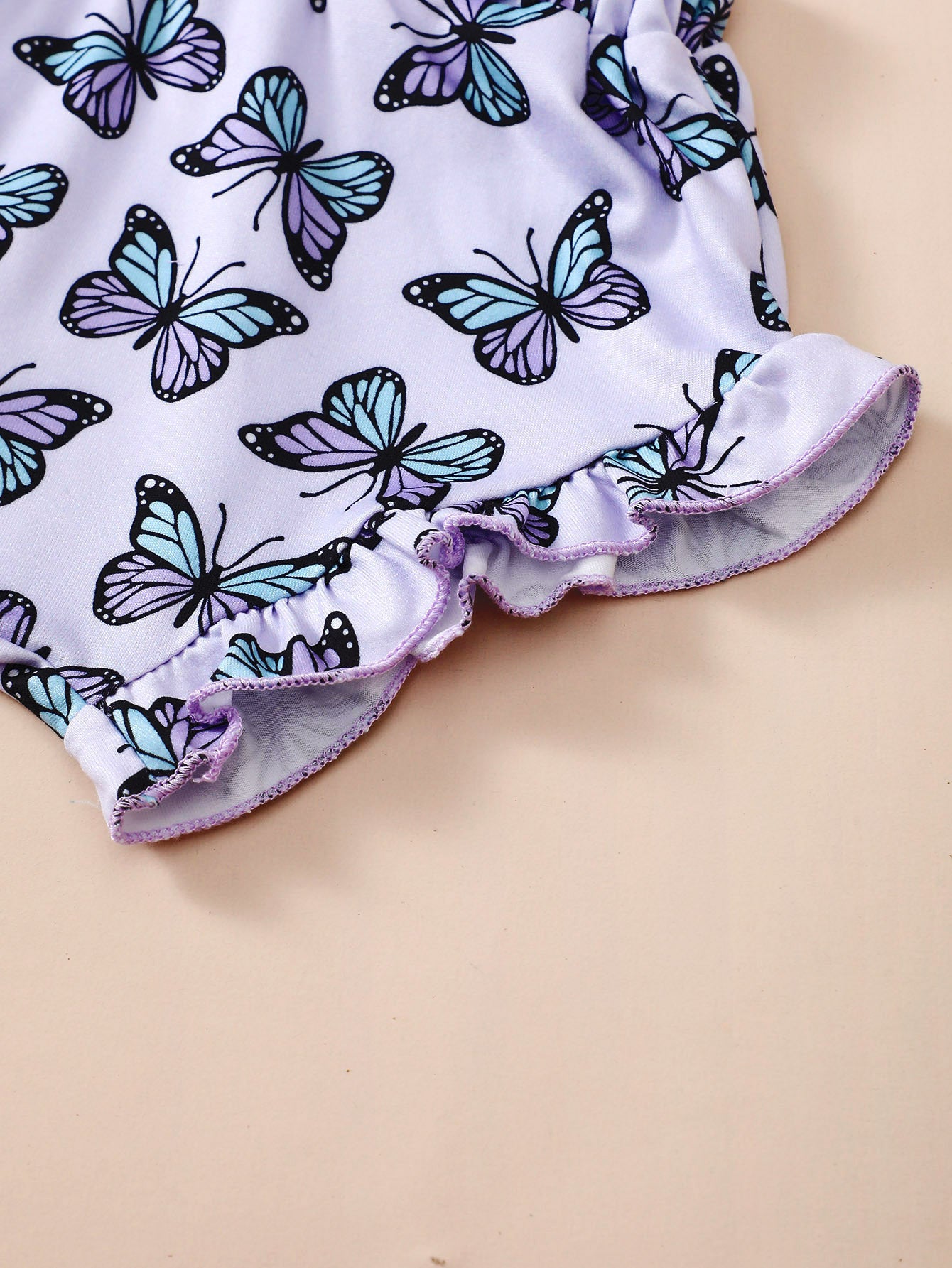 Adorable Baby Girl's Butterfly Printed Rompers Crawling Suit Two-Piece Set"