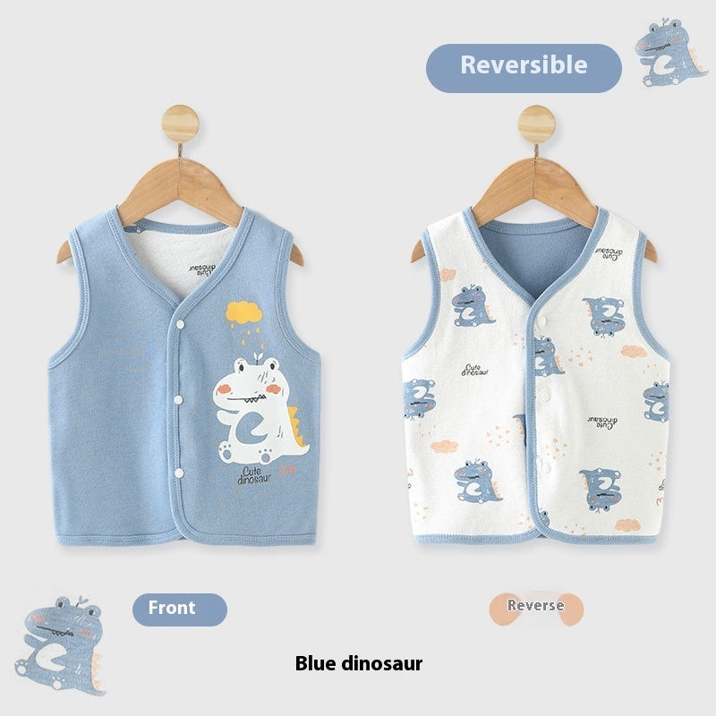 Pure Cotton Baby Reversible Vest for Spring, Summer, and Autumn - Newborn Wear