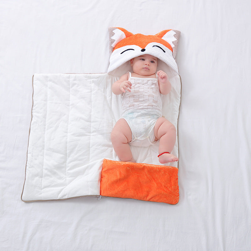 Autumn & Winter Coral Fleece Cartoon Swaddling Newborn Quilted Baby Blanket