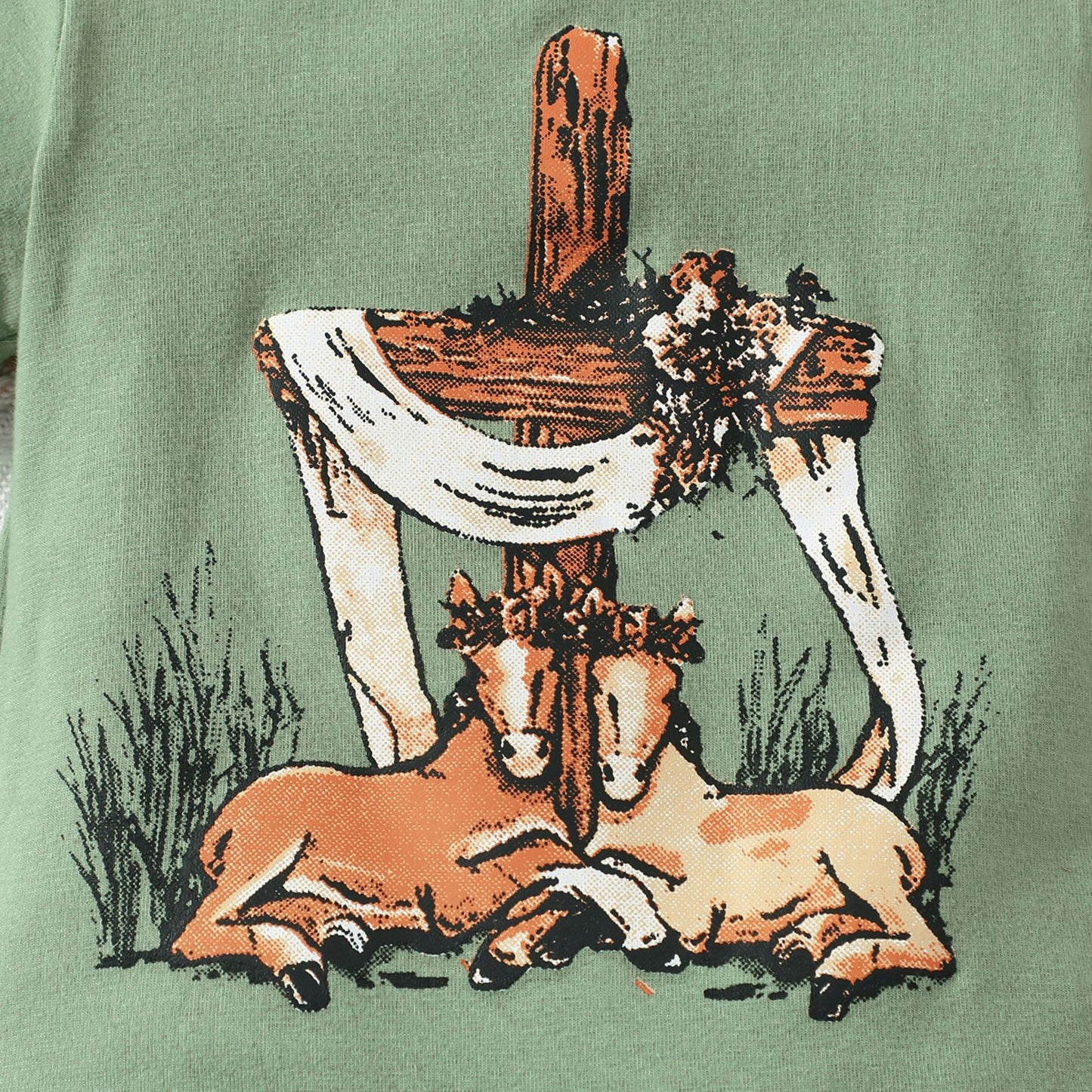 Infant Summer Horse Print Short Sleeve Romper