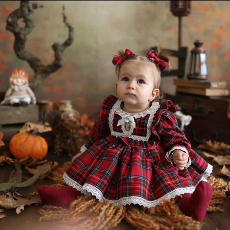 Toddler & Baby Girls Christmas Red Lace Dress – Elegant Holiday Party Dress for Kids