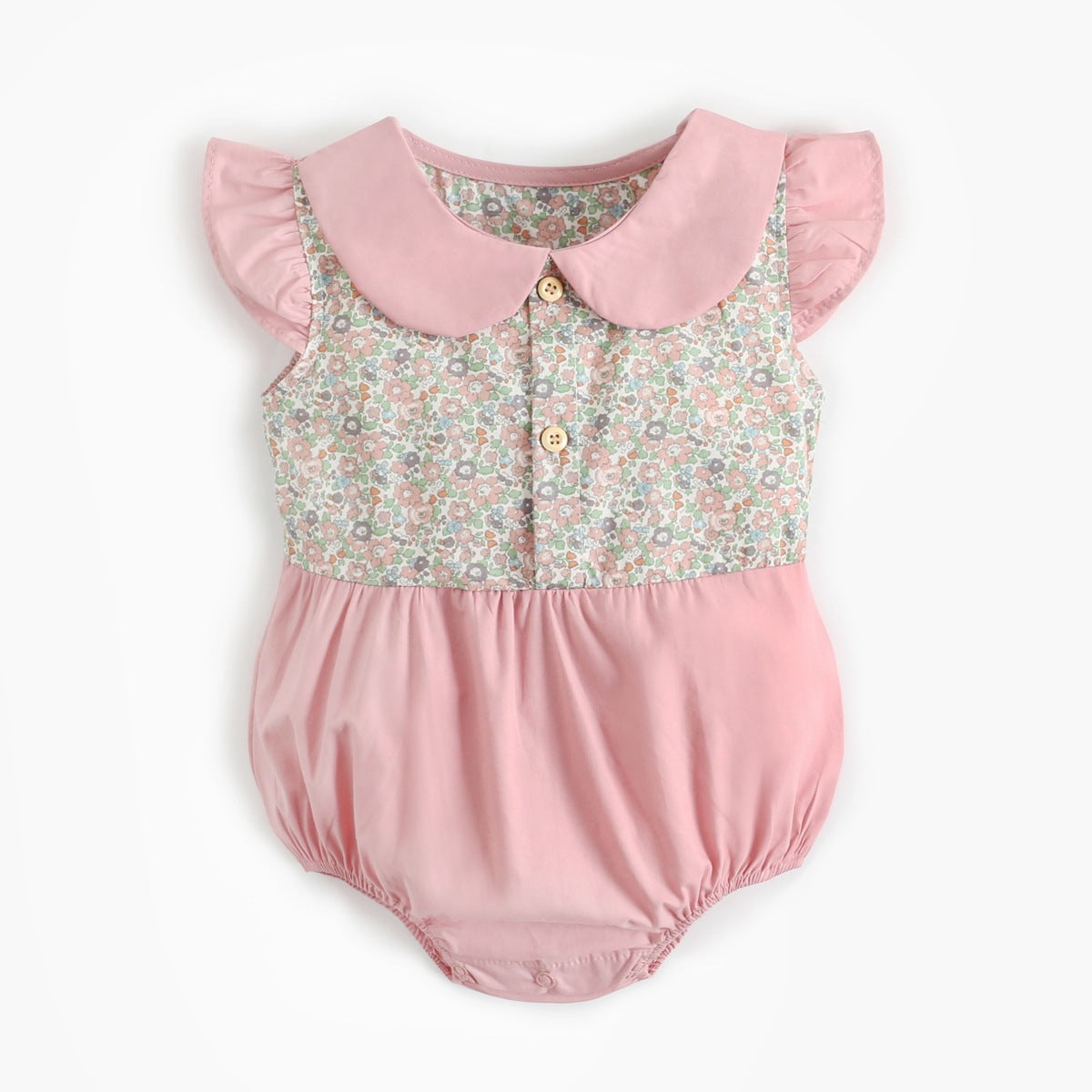 Adorable Baby Ruffled Short Sleeve Floral Printed Rompers