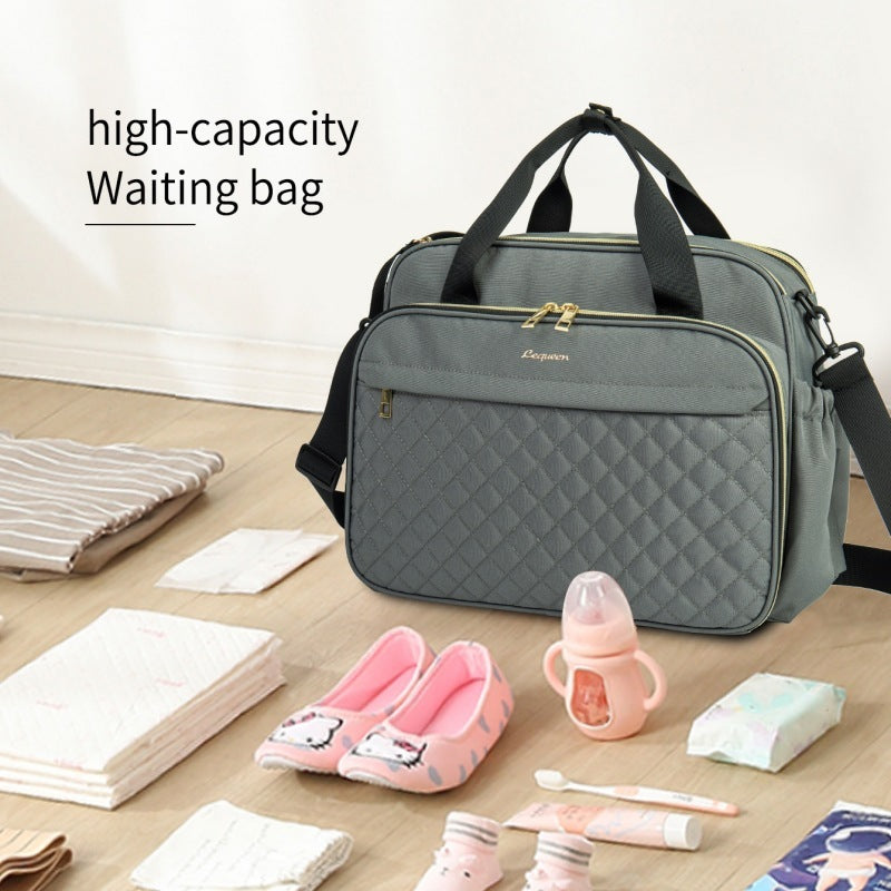 Versatile Large Capacity Oxford Cloth Diaper Bag: Hand-carrying and Crossbody Ready!