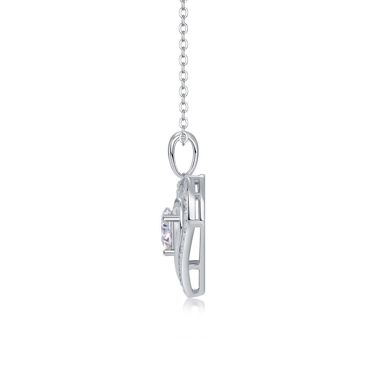Heart to Heart Luxury Diamond Pendant Necklace Set – Moissanite Silver Jewelry for Women, Elegant Fashion Ornaments