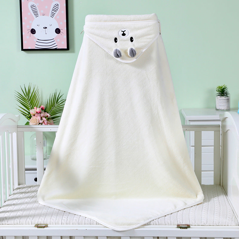 Cozy and Absorbent Coral Fleece Baby Bath Towel Bathrobe for Gentle Bath Time
