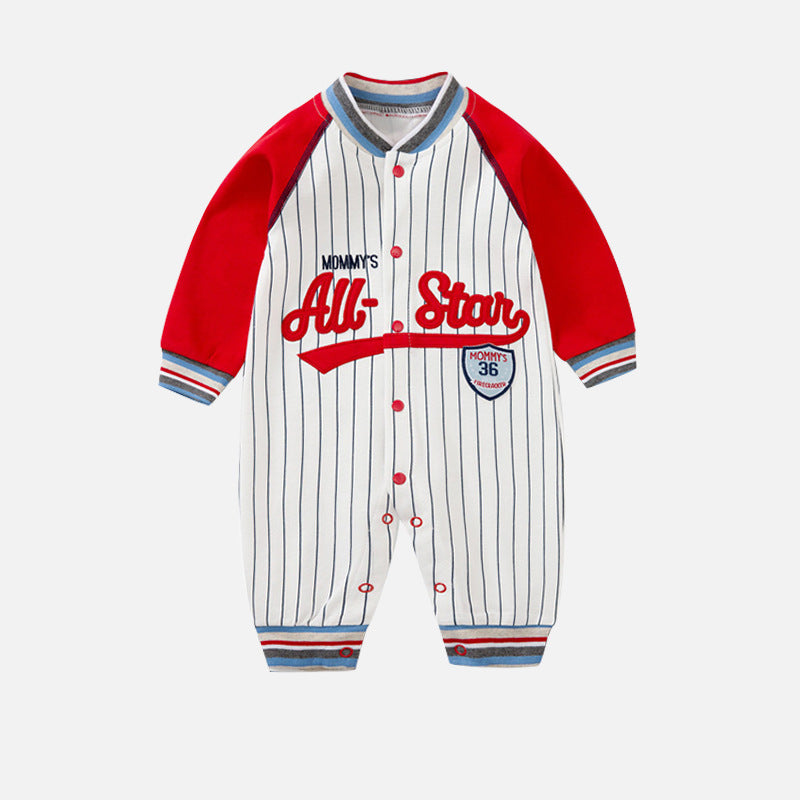 Adorable Baby Jumpsuits: Long Sleeve Baseball Uniform Pure Cotton Rompers