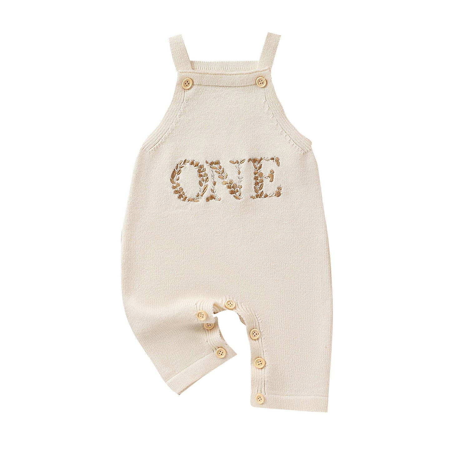 Embroidered Letter Suspender Sleeveless Jumpsuit for Babies