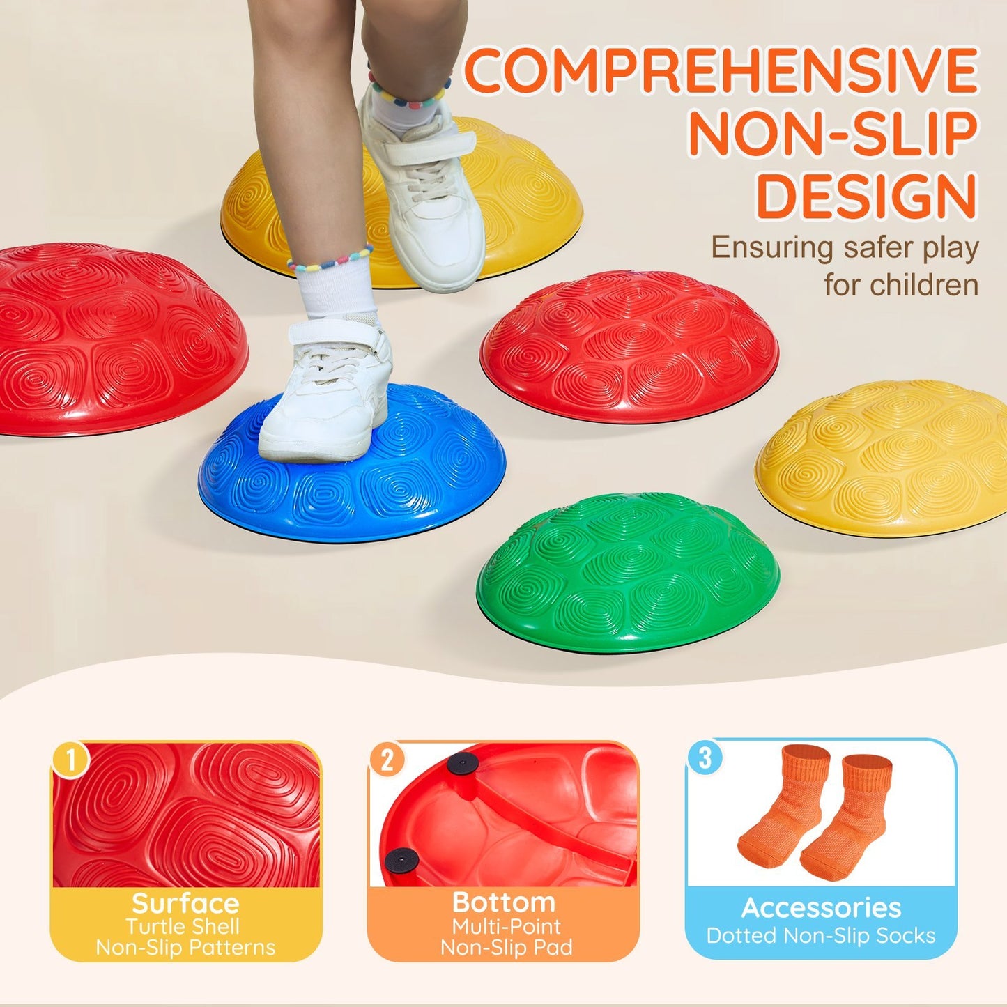 Kids Balance Stepping Stones – 6-Piece Sensory Obstacle Course for Indoor & Outdoor Play