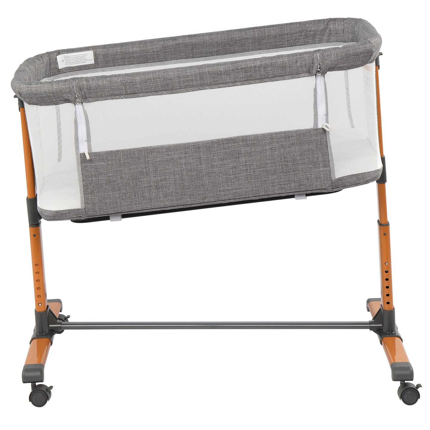 150D Encrypted Cationic Cloth Grey Baby Bassinet Bed – Portable Cradle with Wheels for Newborns