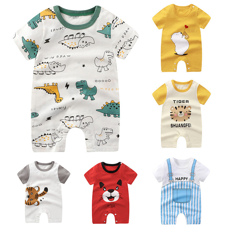 Adorable Cartoon Printed Baby Cotton Pullover Romper - Soft and Comfy