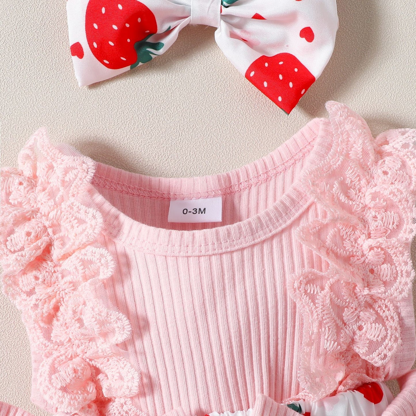 Adorable Infant Toddler Strawberry Print Bow Sleeveless Summer Romper